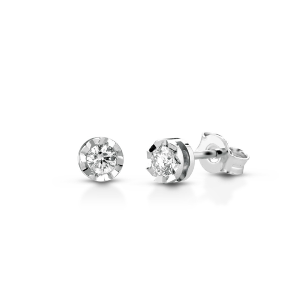 Orecchino Sfaccettato Oro Bianco 18Kt