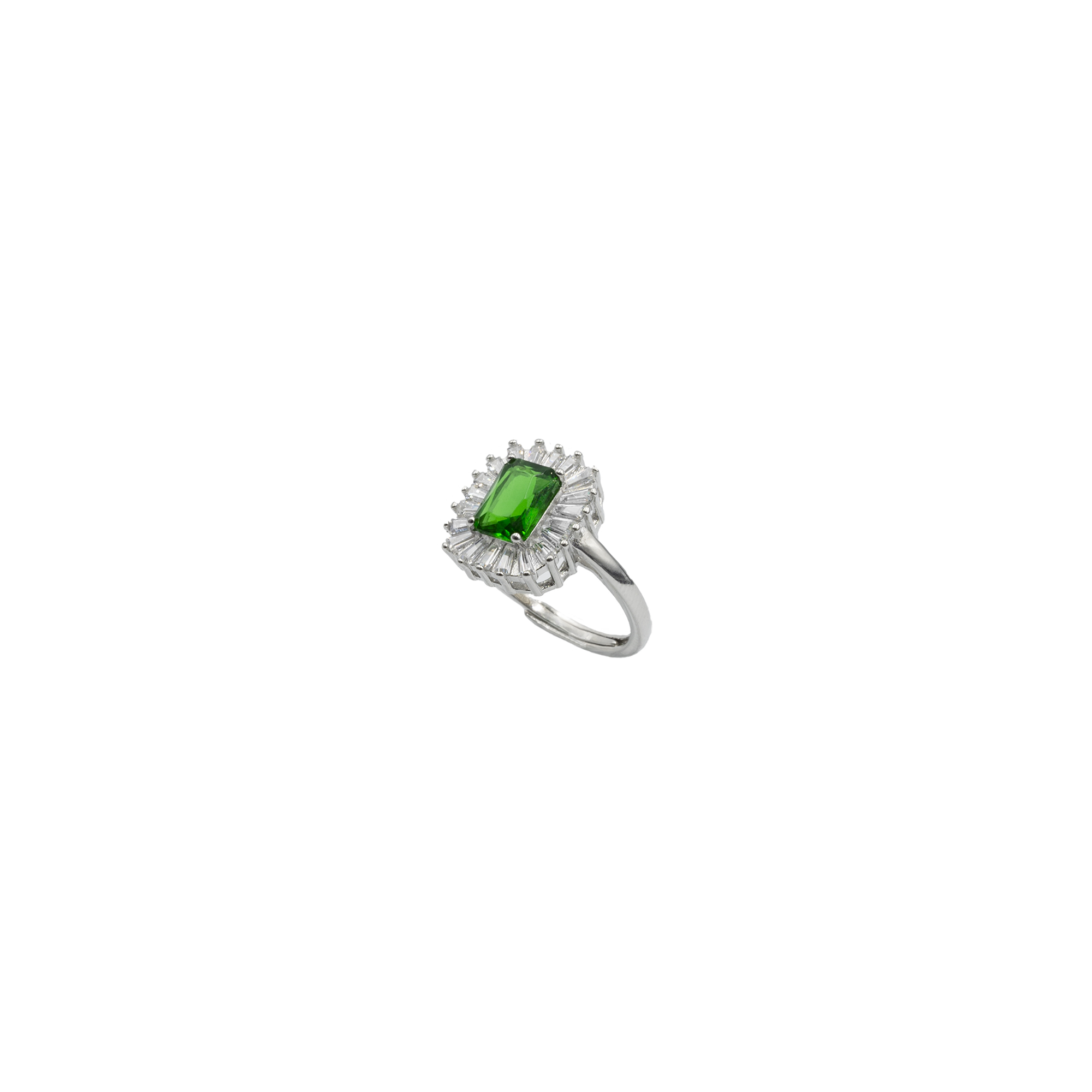 Anello Regolabile in Argento 925 con Swarovski e Baguette Zirconate - immagine 2