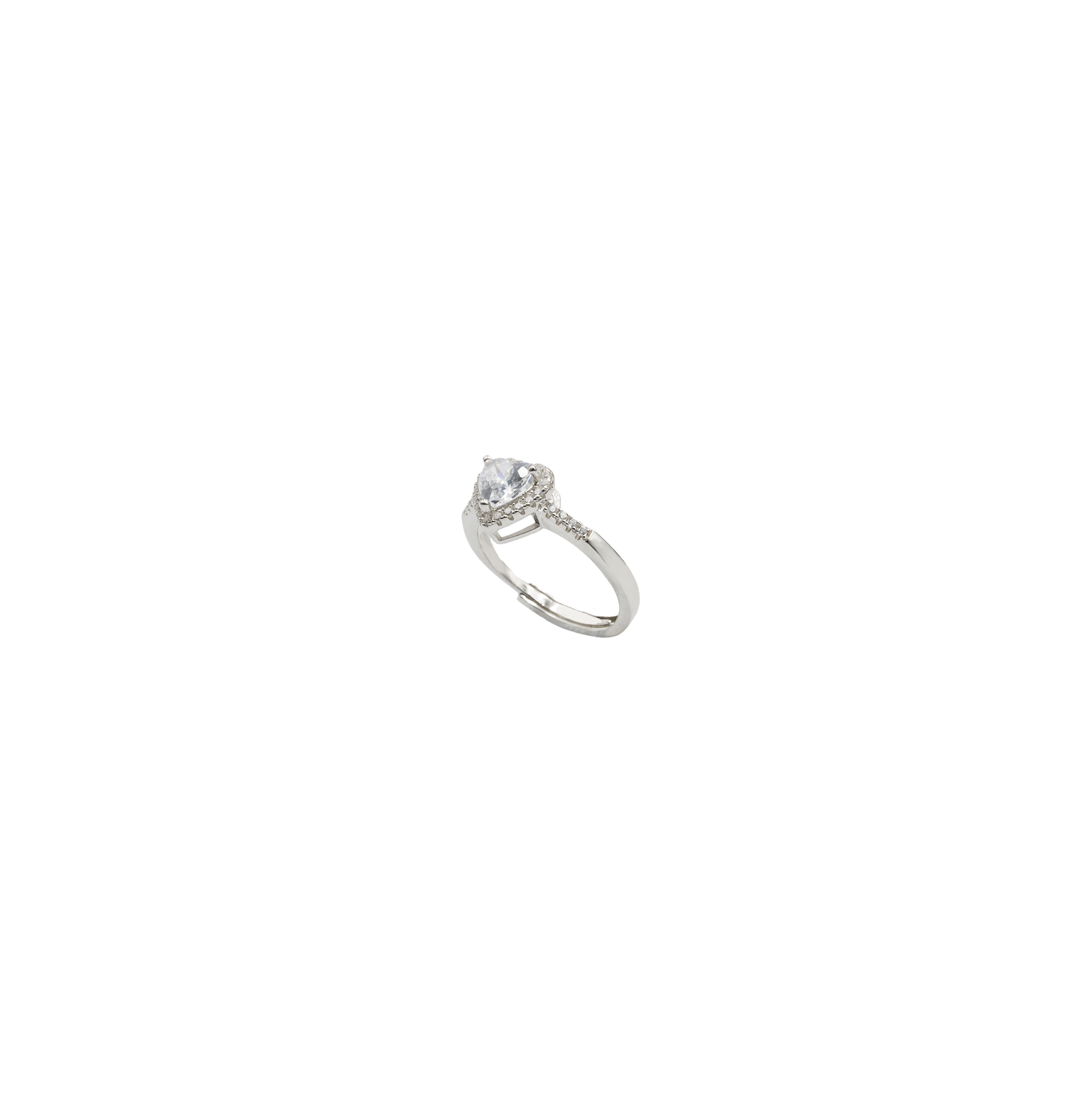 Anello Regolabile in Argento 925 con Swarovski a Cuore e Zirconi - immagine 2