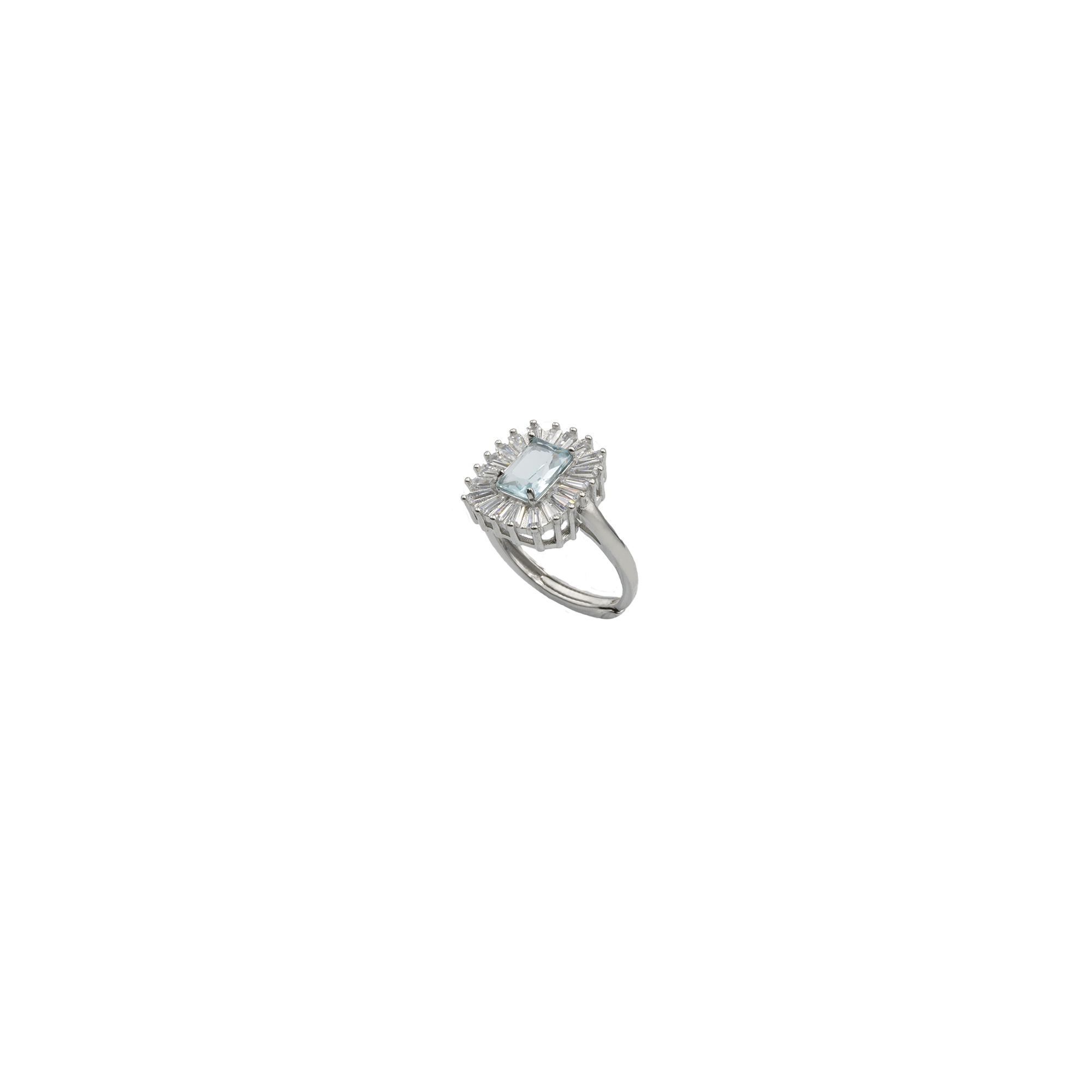 Anello Regolabile in Argento 925 con Swarovski e Baguette Zirconate - immagine 3