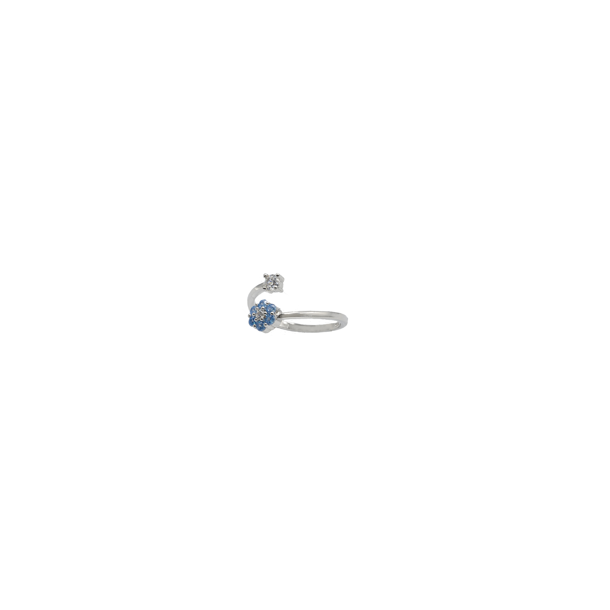 Anello Regolabile in Argento 925 con Fiore e Zirconi