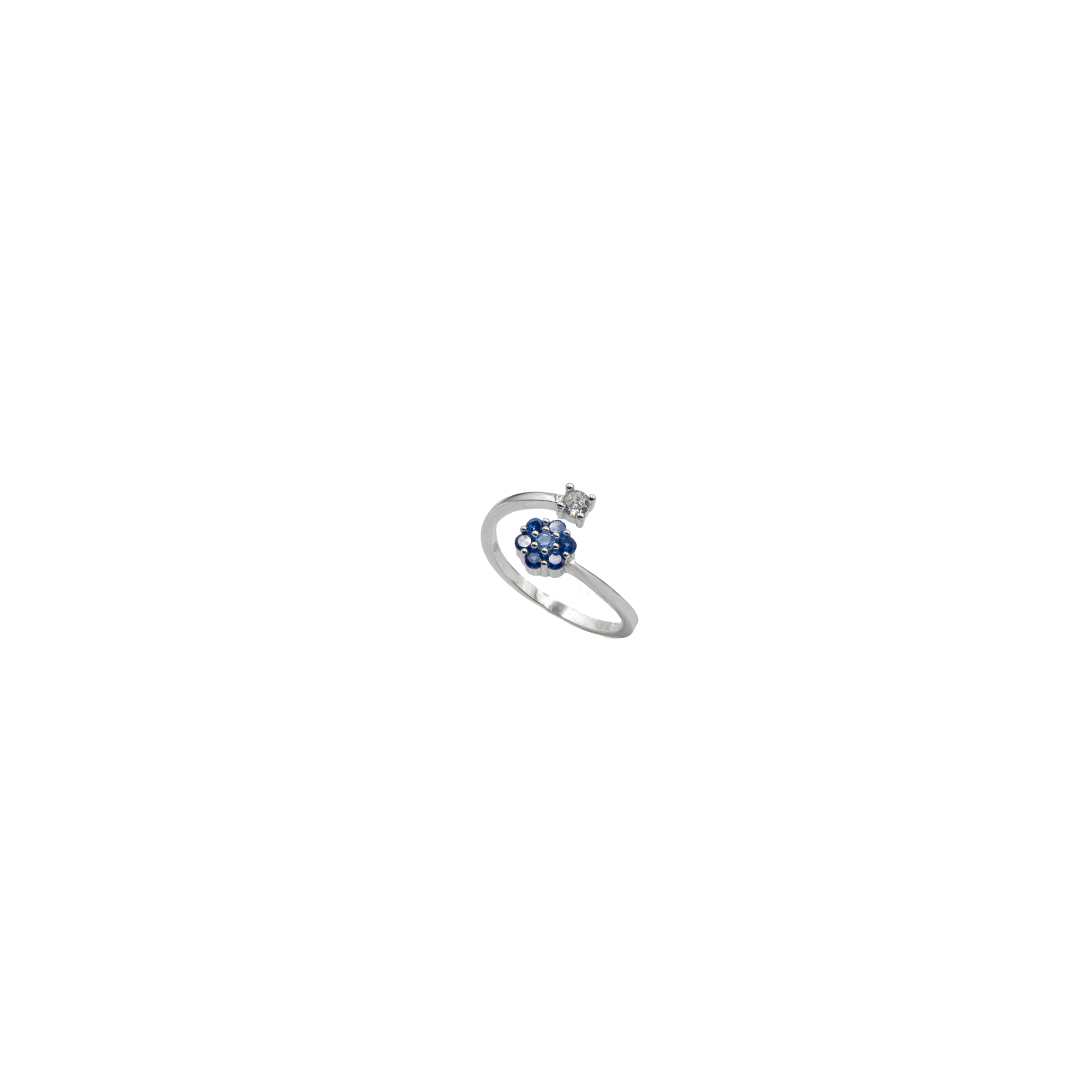 Anello Regolabile in Argento 925 con Fiore e Zirconi - immagine 2