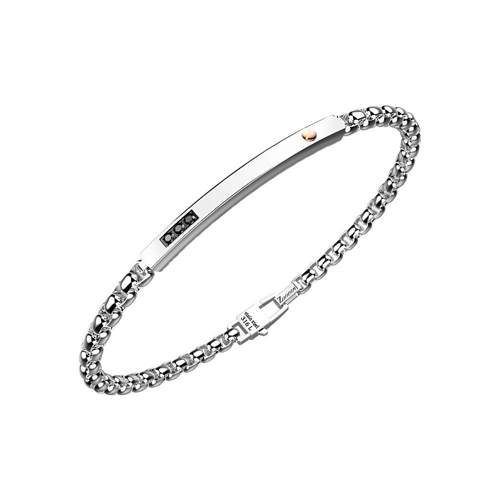 Bracciale Zancan in acciaio con targa.